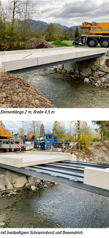 Brücke aus Fertigteilplatten auf Stahlträgerkonstruktion in Gaißach